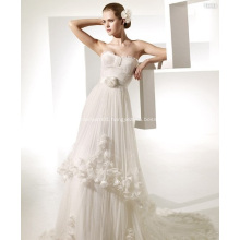 A-line Sweetheart Chapel Flowers Ruffled Wedding Dresshahah